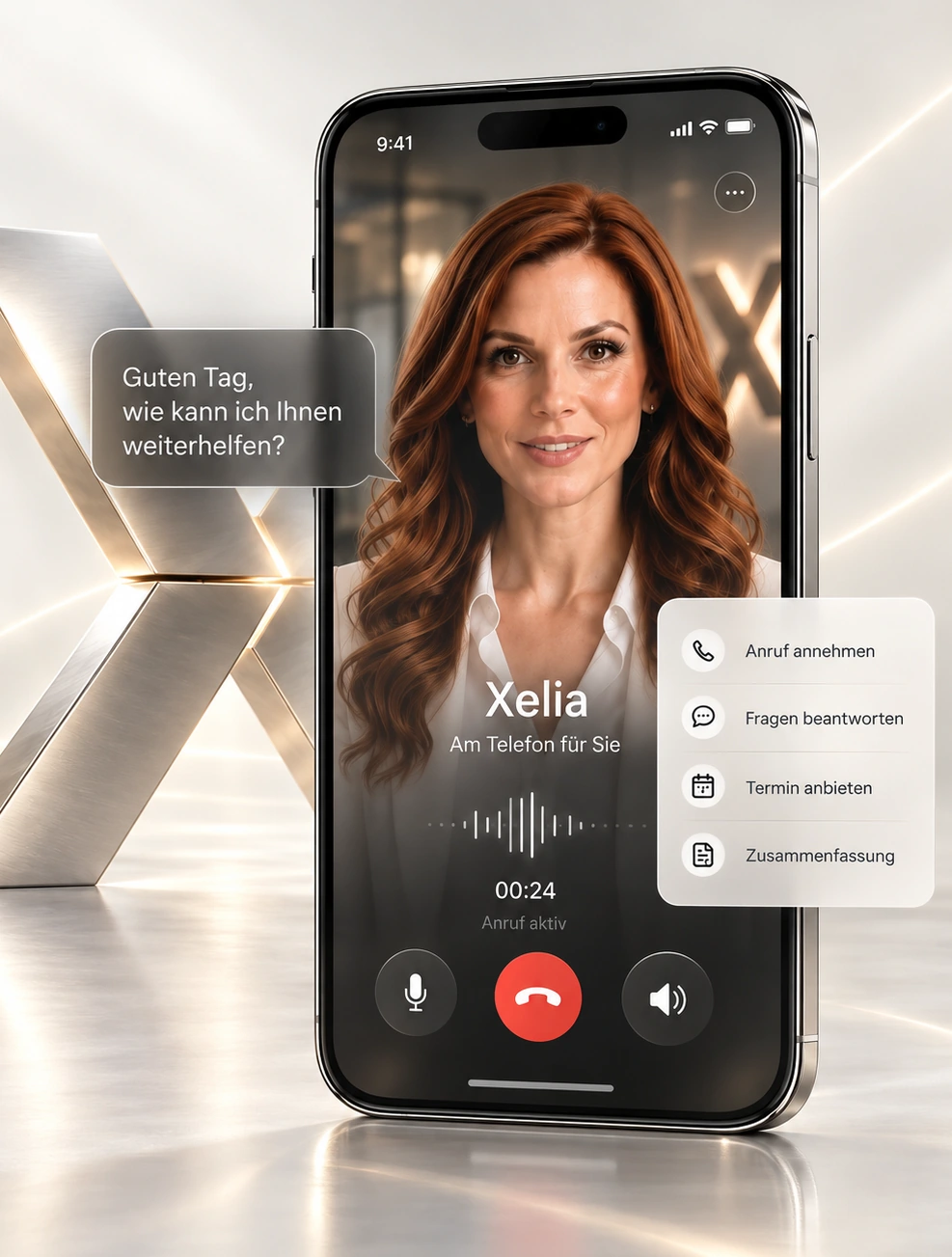 Xelia KI-Telefonagent auf Smartphone